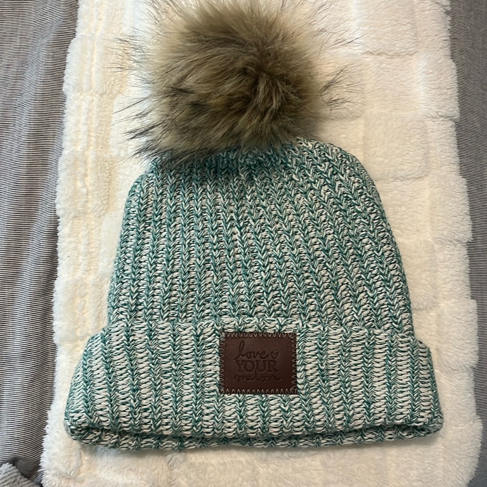 Love your melon, beanie with Pom
